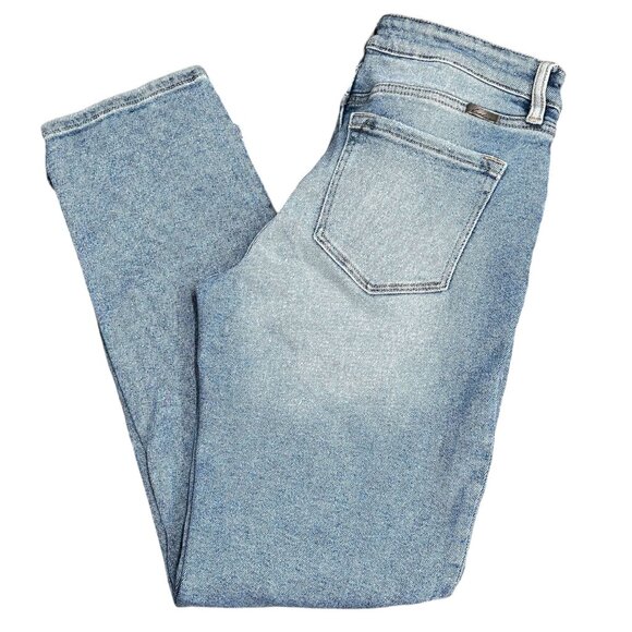 KanCan Women 26 Light Wash Blue Ankle Jeans Stretch Straight Mid RIse Ripped Hem - Picture 16 of 16